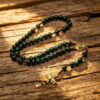 Wholesale Acrylic Cross Rosary Necklace Green Medieval Style Fashion Accessory for Gift or Layering