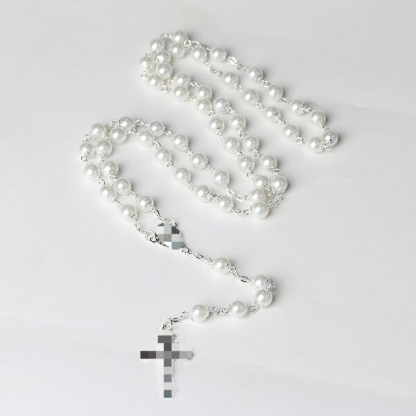 oly-b7075cd1ff966015de4cb099c661a22a Wholesale Modern Gold Cross Necklace with Pearl Pendant and Ball Chain Boutique Resale