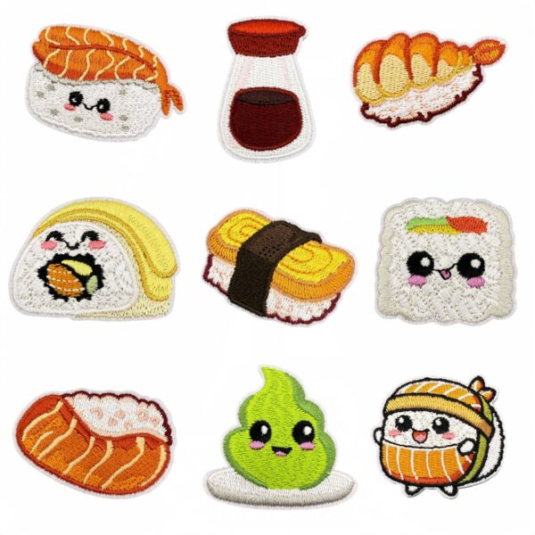 oly-b7215bd8804714dd3de94dfbb62cea18 Wholesale Polyester Embroidered Patch Cartoon Salmon Rice Ball Fashion Accessory