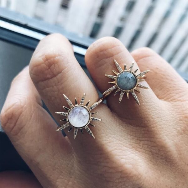 oly-b764f2cb730b57cfab8a0496dbff47d4 Wholesale Women's Gold Sun & Star Ring Alloy Jewelry Gift Accessory