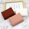 oly-b77d4cd6239efeab09b0c6c1e22f7e4a Wholesale Modern PU Leather Tri Fold Wallet with Braided Pattern White Boutique Resale