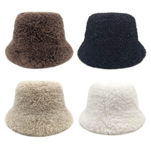 Wholesale Korean Japanese Style Beige Bucket Hat Sun Protection Winter Fashion Accessory Gift for Women