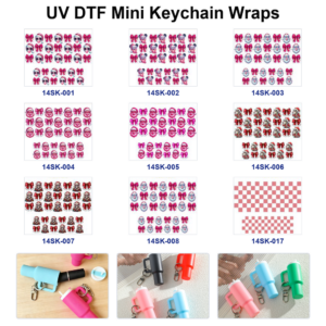 oly-b7a3bbcd350dce6ff724412f1c10cc4a Wholesale 2/4/8pcs Christmas Santa Bow Mini Cup Keychain Sticker