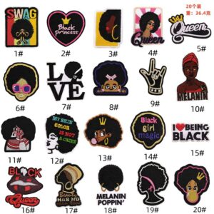 Black girl cloth patch set 20 pieces