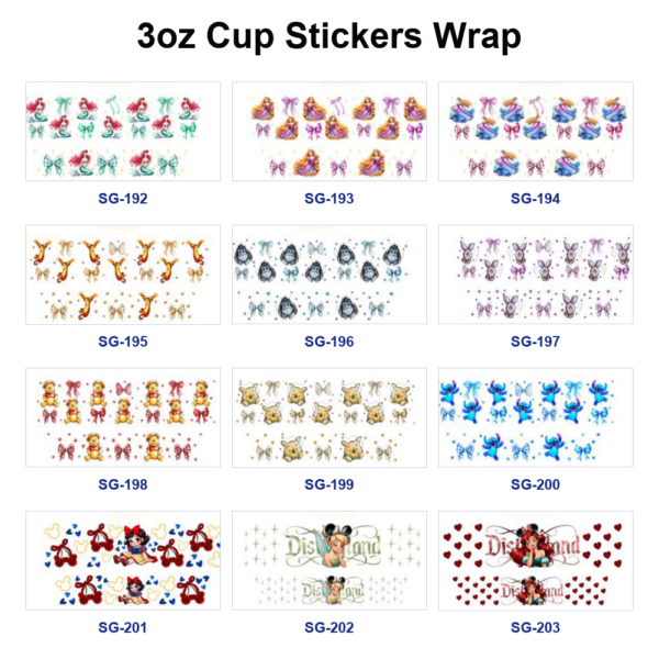 Wholesale 8pcs Sweet Bow Girl 3oz Cup Stickers Wrap OLY Exclusive