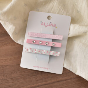 22 # Pink star diamond duck clip-3pcs