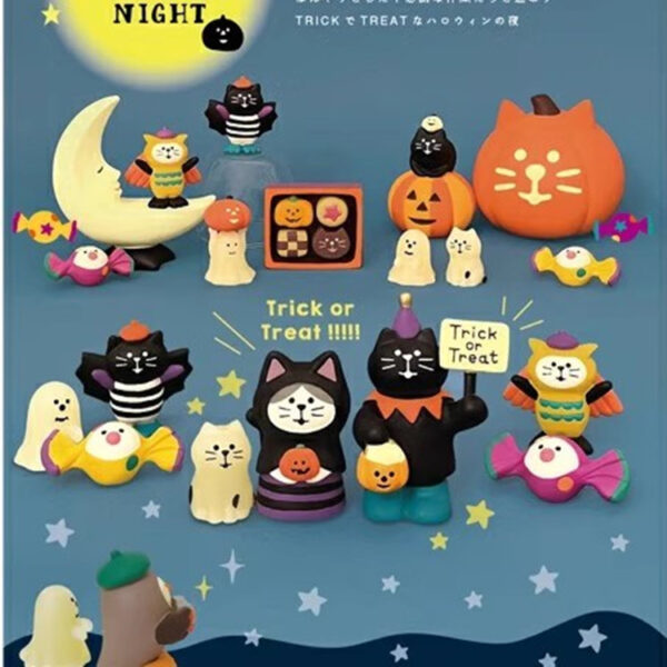 Wholesale Halloween Cat Miniature Resin Scene Ornament Decorative Accent Gift Blind Box