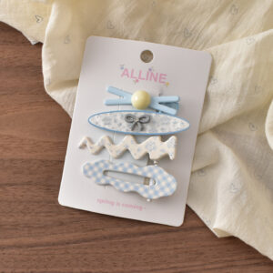 2 # Blue oval bow-4pcs