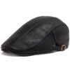 Wholesale PU Leather Men's Beret Hat Autumn Warm Adjustable Fashion Accessory