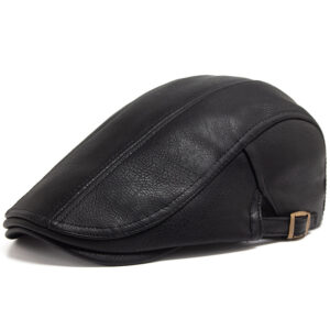Wholesale PU Leather Men's Beret Hat Autumn Warm Adjustable Fashion Accessory