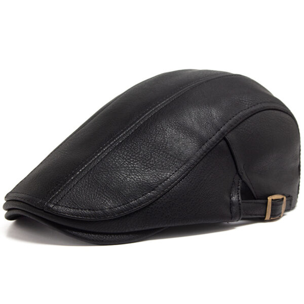 Wholesale PU Leather Men's Beret Hat Autumn Warm Adjustable Fashion Accessory