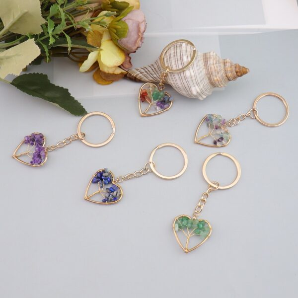 Wholesale Chakra Tree of Life Crystal Bag Charm Keychain Fashion Accessory Boutique Resale