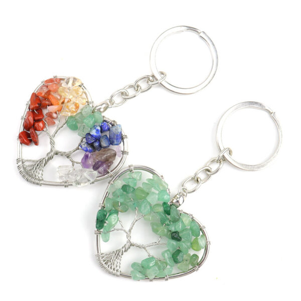 oly-b83f4b5a1f7e2f7617a2e960dae84050 Wholesale Trendy Heart Shape Tree of Life Keychain Metal Crystal Bag Charm Car Accessory