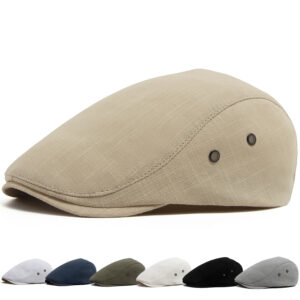 Wholesale Retro Lightweight Linen Peaked Cap for Summer Sun Protection