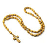Wholesale Natural Wood Bead Cross Rosary Necklace Religious Jewelry for Gift Boutique Resale