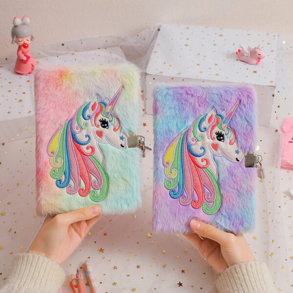 Wholesale Plush Unicorn Lock Diary Notebook for Students Trendy Journal