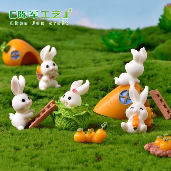 Wholesale Rabbit Paradise Resin Garden Ornament Cute Animal Home Decor for Resale