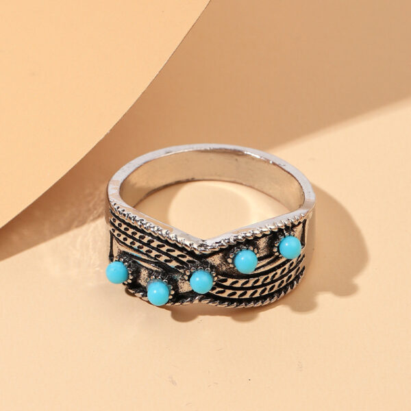 oly-b86ec7ebc7a1ef82894f406cf70678e4 Wholesale Silver Electroplated Bohemian Turquoise Ring Fashion Jewelry Accessory for Boutique Resale