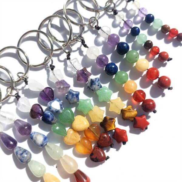 Wholesale Natural Stone Charm Keychain Irregular Star Drop Heart Shape DIY Bag Accessory for Gift Boutique