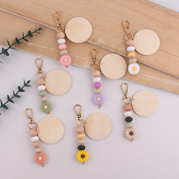 oly-b8afdad2180263dd93017369991d24da Wholesale Yellow Silicone Bead Keychain Fashion Accessory for Bag Car Key Boutique Resale Gift