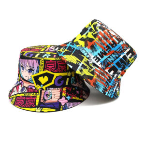 oly-b8b30f0fa61983e7e7a911b1ac5504a7 Wholesale Printed Anime Bucket Hat Stylish Sun Protection Hat for Men Women