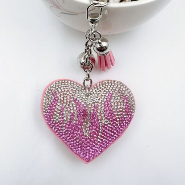 oly-b8cac1d0c3c925976874dba1cfa31423 Wholesale Rhinestone Heart Shaped Bag Charm Keychain Deep Pink, Tassel, Fashion Accessory Gift for Resale