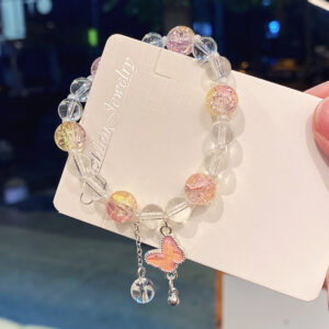 Yellow pink butterfly ice transparent bracelet (bag)