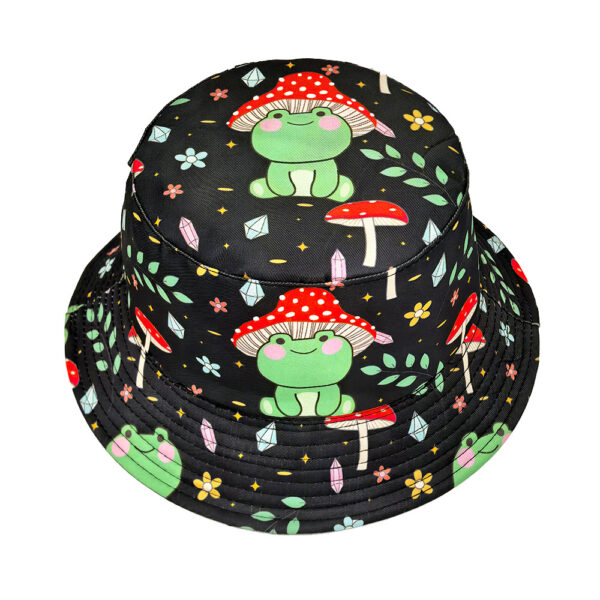 Wholesale Cartoon Mushroom Frog Pattern Bucket Hat Sun Protection Foldable Casual Hat for Resale