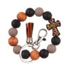 Wholesale Korean Style Chic Silicone Bead Key Ring with Leather Tassel Leopard Print White Car Key Accessory Fashion Accessory