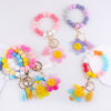 oly-b90b4ec9266ed5c9ae06c44564b9bfe2 Wholesale DIY Pink Sunflower Silicone Bead Bracelet Bangle Keychain Party Gift Jewelry Accessory