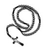 oly-b92405ae49613578d89ccc4f840552d6 Wholesale Trendy Hematite Stone Cross Pendant Rosary Beads Fashion Jewelry Accessory