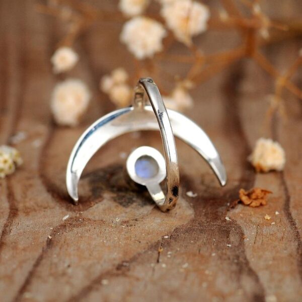 oly-b929bdc88fc210ff94b70ee03425c5d3 Wholesale Vintage Sun Moon Hammered Open Ring 925 Silver Moonstone Fashion Accessory