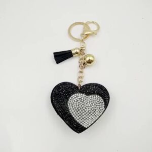 oly-b9756591465b1bd818ae7f3b56104990 Wholesale Leather Rhinestone Heart Keychain with Tassel for Women Fashion Accessory