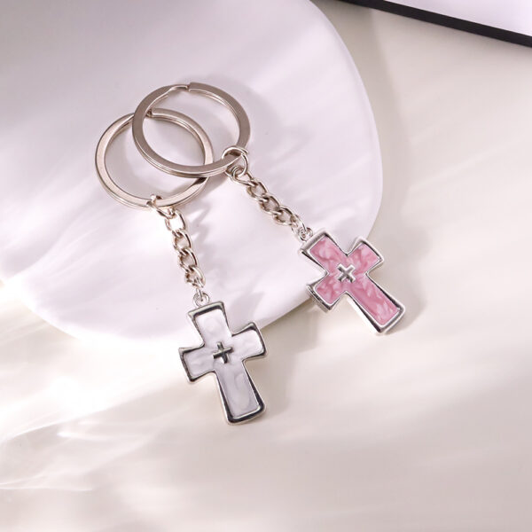 Wholesale Metal Double Cross Pendant Keychain, Korean Style Fashion Accessory for Bags and Car Keys