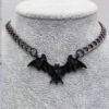 Wholesale Gothic Vintage Punk Bat Pendant Necklace in Ancient Silver Fashion Accessory for Men Women