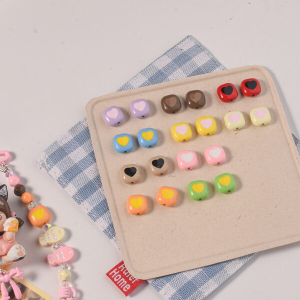 oly-b9b3afd5b98158e6849268a52c1ff4fb Wholesale Alloy Square Love Double Color Baked Paint Loose Beads DIY Jewelry Making Phone Charm Accessories