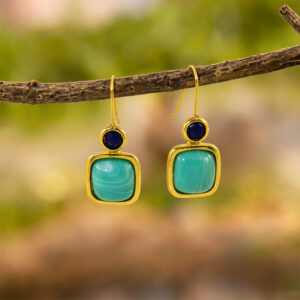 oly-b9c32be0f74cdfc1e69a61759f320959 Wholesale Geometric Alloy Earrings Turquoise Inlay Stylish Women's Jewelry Accessory