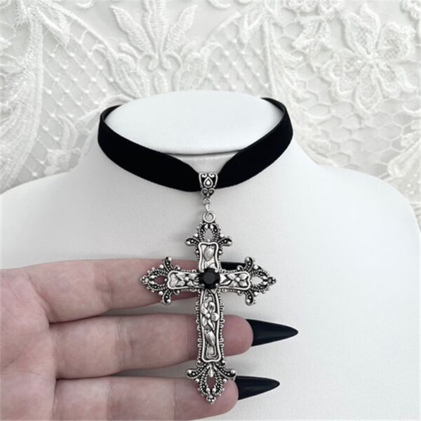 oly-b9ce1fbcb93fe2bffbdf6f7a386d7507 Wholesale Alloy Red Gothic Cross Pendant Choker Fashion Jewelry for Women Punk Style