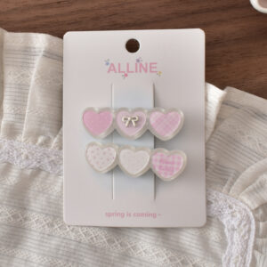 #4 Pink Floral Print with 3 Hearts - 2pcs