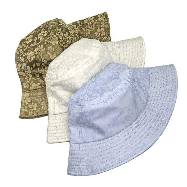 Wholesale Chic Army Green Floral Print Bucket Hat Sun Protection Unisex Resale Accessory