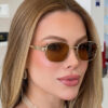 Wholesale Retro Square Frame Hip Hop Sunglasses Gold Frame Gray Lens UV400 Fashion Accessory