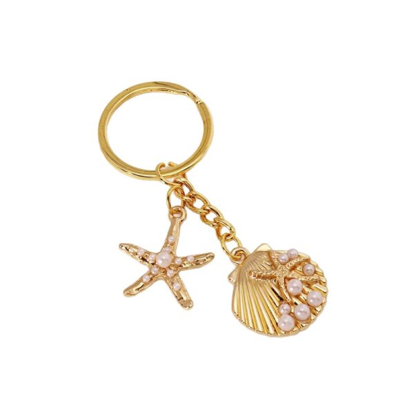 Wholesale Gold Metal Pearl Shell Heart Keychain Fashion Accessory
