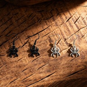 Wholesale Silver Tone Zinc Alloy Spider Pendant Ear Hooks Gothic Retro Fashion Accessory