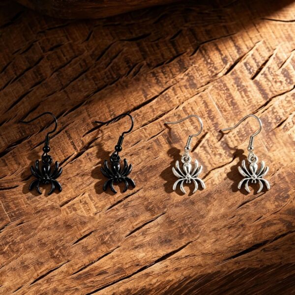 oly-ba21af0e6c4d62b147d51db5280a7c87 Wholesale Silver Tone Zinc Alloy Spider Pendant Ear Hooks Gothic Retro Fashion Accessory