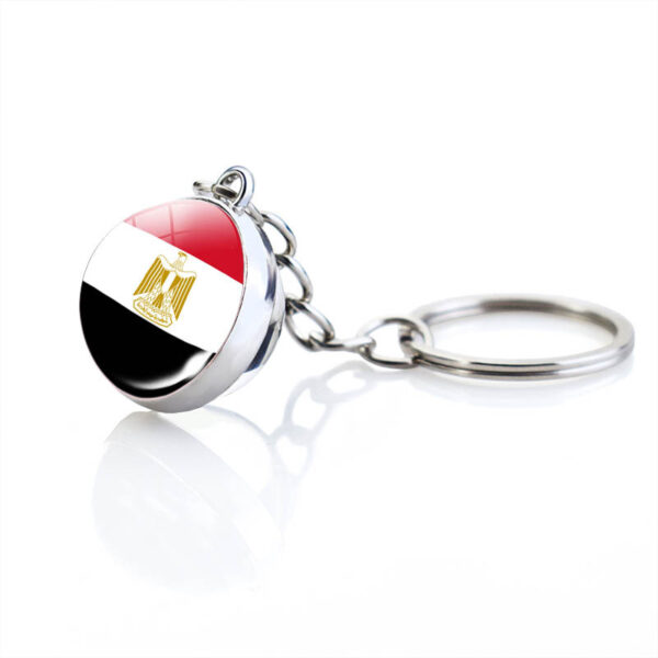 Wholesale Metal Keychain Egypt Flag Glass Ball Decorative Accessory