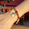 oly-ba85c9f0f7ba8d2d0358a199a5eae432 Wholesale Christmas Snowman Bell Beaded Bracelet Handmade Adjustable Alloy Holiday Jewelry Accessory