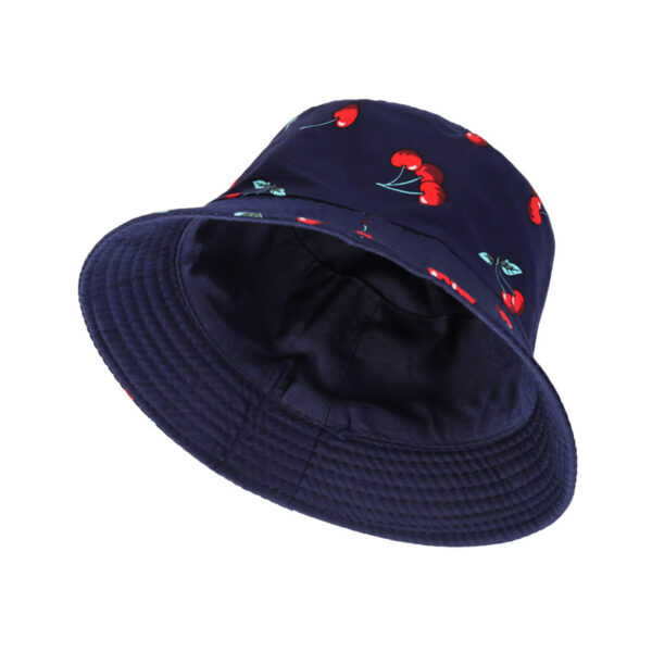 Wholesale Cherry Print Cotton Fisherman Hat Reversible Casual Summer Sun Protection