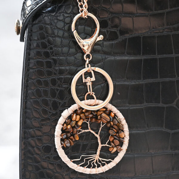 Wholesale Hand-Knitted Crystal Tree of Life Pendant Bag Charm Keychain Decorative Accessory