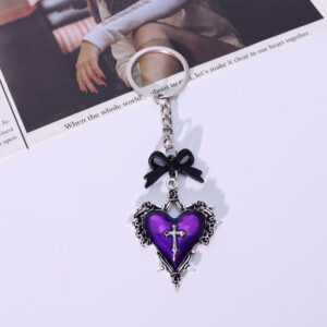 Purple heart single button bow