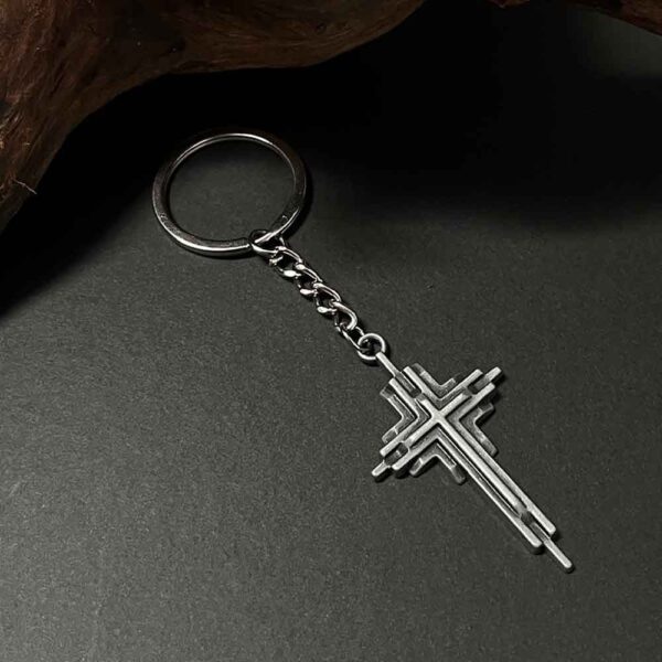 Wholesale Vintage 3D Cross Keychain Pendant Punk Style Metal Key Ring Accessory